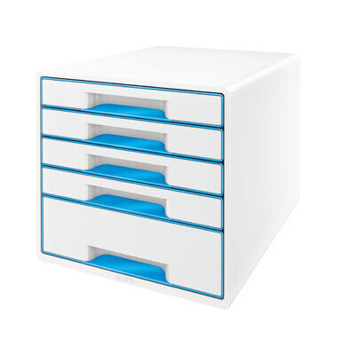 Schubladenbox Wow Cube 5214-20-36 perlweiß/blau metallic 5 Schubladen geschlossen