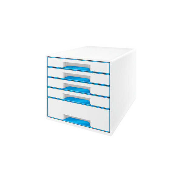 4002432115426 - AKTION LEITZ Schubladenbox WOW Cube  perlweiß blau 52142036 DIN A4 mit 5 Schubladen 1 St mit Prämie nach Registrierung