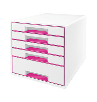 Schubladenbox Wow Cube 5214-20-23 perlweiß/pink metallic 5 Schubladen geschlossen