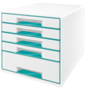 Schubladenbox Wow Cube 5214-20-51 perlweiß/eisblau metallic 5 Schubladen geschlossen