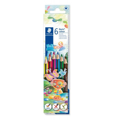 Farbstift Noris colour 187, 187 C6, 6-farbig sortiert, dreikant, Packung