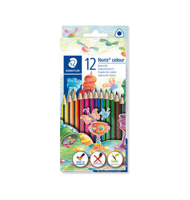 Buntstifte Noris colour 187, 187 C12, 12-farbig sortiert, dreikant, ergonomisch, Packung