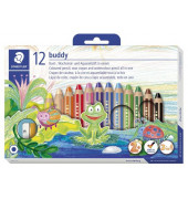 Farbstifte Buddy 3in1 - Kartonetui mit 12 Stiften und 1 Spitzer