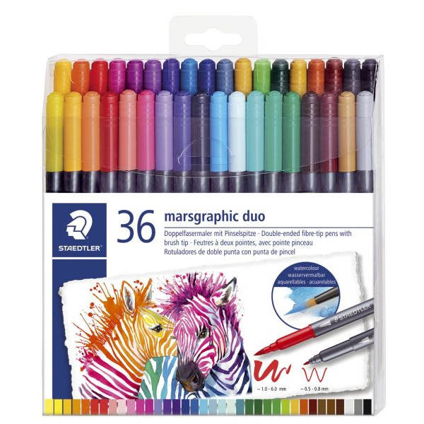 6 Stück Staedtler Fasermaler marsgraphic duo - 36 Farben, sortiert 4007817042847 Staedtler 36 Stück
