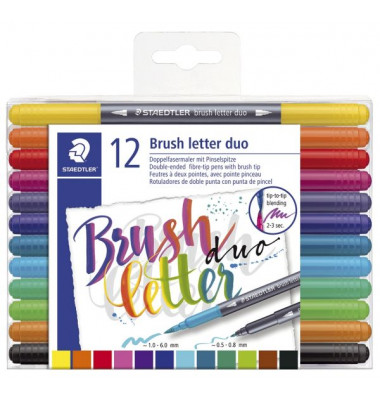 Fasermaler brushletter duo - 12 Farben, sortiert