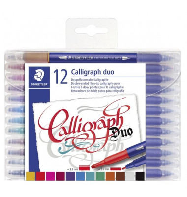 Fasermaler Calligraph duo - 12 Farben, sortiert