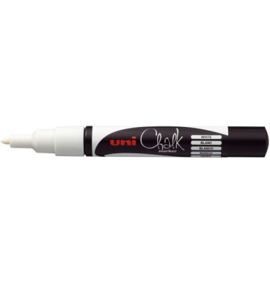 Kreidemarker uni Chalk PWE-3MS, 186101, wei&szlig;, 1mm Rundspitze