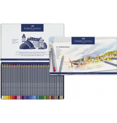 Aquarell-Buntstifte Goldfaber Aqua 36-farbig sortiert 6 x 175mm Metalletui Aquarell-Buntstifte Goldfaber Aqua 36-farbig sortiert 6 x 175mm Metalletui