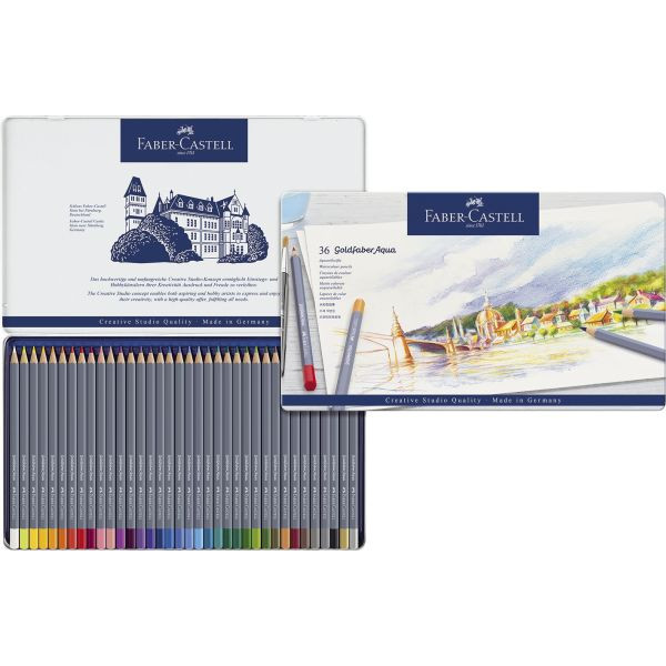 4005401146360 - Aquarell-Buntstifte Goldfaber Aqua 36-farbig sortiert 6 x 175mm Metalletui 4005401146360 Faber-Castell