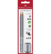 Bleistift-Set GRIP 2001 + Einfachspitzer, 183797, Härte B, silber