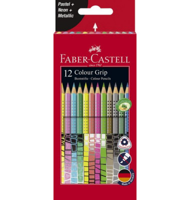 Buntstifte Colour Grip 12-farbig sortiert neon/pastell/metallic 7 x 175mm