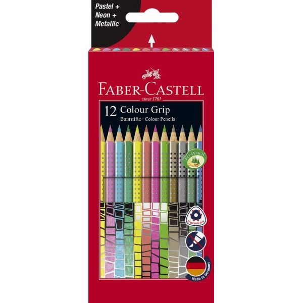4005402015696 - Buntstifte Colour Grip 12-farbig sortiert neon pastell metallic 7 x 175mm 4005402015696 Faber-Castell