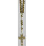 Rosenkranz - Holzperlen, geknüpft, hellbraun, ca. 30 cm