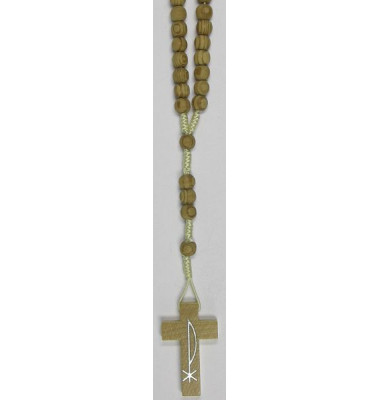 Rosenkranz - Holzperlen, geknüpft, hellbraun, ca. 30 cm