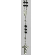 Rosenkranz - Holzperlen mit Silber Vater Unser, schwarz, ca. 36 cm, inkl. Dose