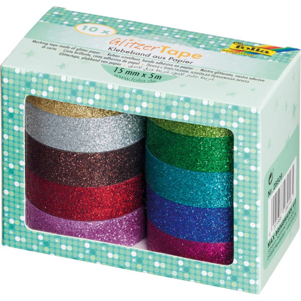 4001868089165 - Deko-Klebeband 15 mm x 5 m glitter gold silber braun rot lila pink blau türkis grün hellgrün 4001868089165 - Deko-Klebeband 15 mm x 5 m glitter gold silber braun rot lila pink blau türkis grün hellgrün