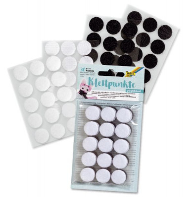 Klettpunkte - Ø 2 cm schwarz/weiß sortiert, selbstklebend Klettpunkte - Ø 2 cm schwarz/weiß sortiert, selbstklebend