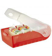Karteibox Croco A7 quer für 900 Karten, incl. 5 Stützplatten, rot-transluzent