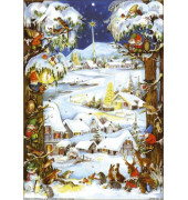 Adventskalender Winterlandschaft A4 mit Glitter ungefüllt