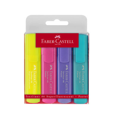 Textmarker Textliner 46 Pastell, 154610, Etui, 4-farbig pastell sortiert, 1-5mm Keilspitze
