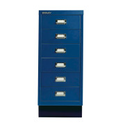 Schubladenschrank MultiDrawer™ 29er Serie L296S839, Stahl, 6 Schubladen (Vollauszug), A4, 27,8 x 67 x 38 cm, mit Sockel, blau