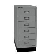 Schubladenschrank MultiDrawer™ 29er Serie L296S855, Stahl, 6 Schubladen (Vollauszug), A4, 38 x 67 x 27,9 cm, mit Sockel, silbe