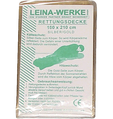 Erste-Hilfe Rettungsdecke/REF 43000 160x210cm silber/gold Erste-Hilfe Rettungsdecke/REF 43000 160x210cm silber/gold
