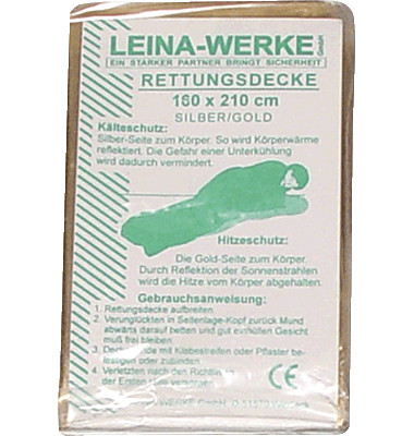 Leina-Werke Erste-Hilfe Rettungsdecke/REF 43000 160x210cm silber