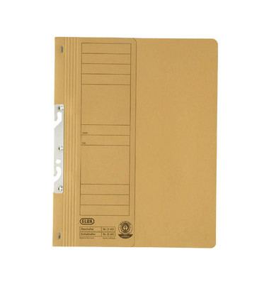 Einhakhefter 100551892, A4 gelb halber Vorderdeckel, Karton 250g