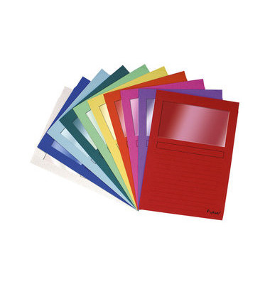 Sichtmappe Forever 5010 A4 120g Papier farbig sortiert für lose Blätter mit Sichtfenster
