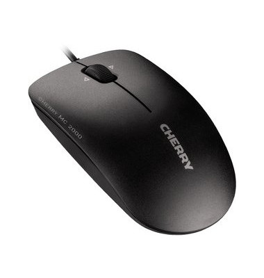 PC-Maus MC 2000 JM-0600-2, 3 Tasten, mit Kabel, USB-Kabel, optisch, schwarz