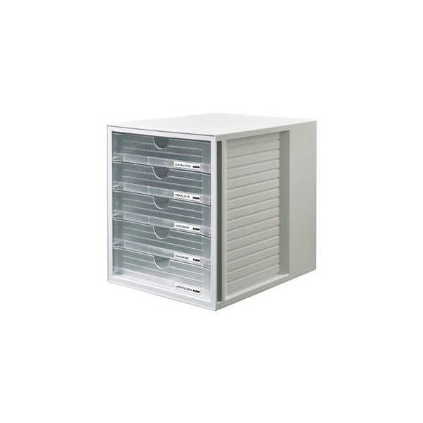 4012473145054 - Schubladenbox SYSTEMBOX DIN A4 u größer 5 geschl Schubladen transl-klar 4012473145054 HAN