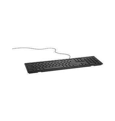 PC-Tastatur MULTIMEDIA KEYBOARD KB216 580-ADHE, mit Kabel (USB), flach, Sondertasten, schwarz