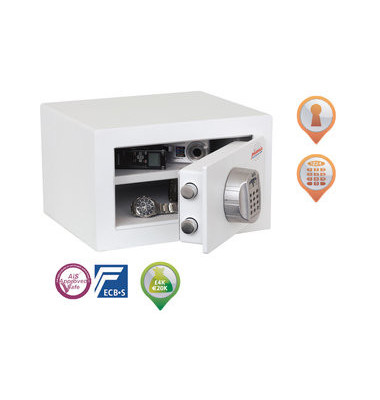 Tresor SS1181E Fortress 7 l 15kg signalweiß mit Elektronikschloss Stahl