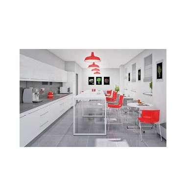 Stehtisch 110cm (H), 160x90cm (BxT), rechteckig, weiß / silber