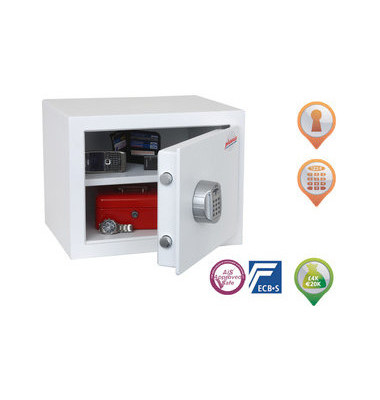 Tresor SS1182E Fortress 24 l 25kg signalweiß mit Elektronikschloss Stahl