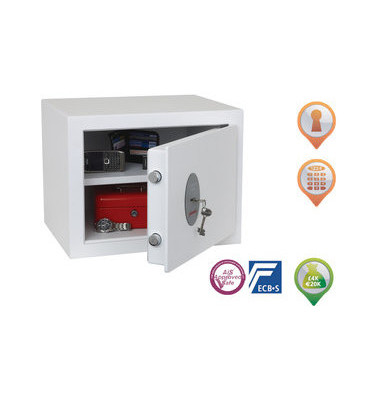 Tresor SS1182K Fortress 24 l 25kg signalweiß mit Doppelbartschloss Stahl