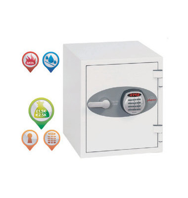 Tresor DS2001E Data Care 7 l 43kg weiß mit Elektronikschloss Stahl