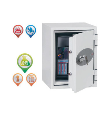 Tresor DS2002E Data Care 18 L 93kg weiß mit Elektronikschloss Stahl