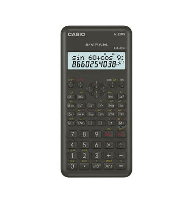 Schulrechner FX-82MS Batterie LCD-Display schwarz 2-zeilig 12/10-stellig