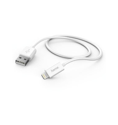 Anschlusskabel Basic, USB A/Lightning-ST/ST, L: 1 m, weiß