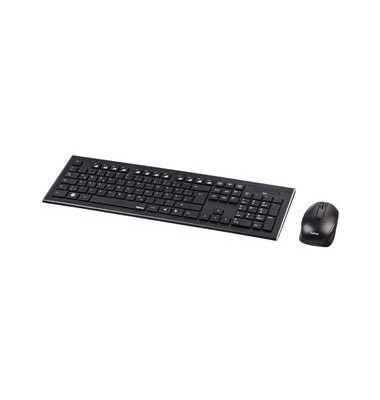 Tastatur-Maus-Set Cortino 182664, kabellos (USB-Funk), klein, flach, Sondertasten, schwarz