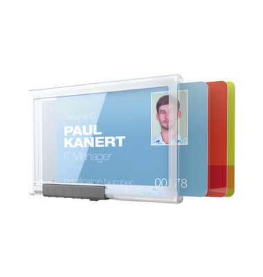 Kartenhalter PUSHBOX, TRIO, für 3 Karten, i: 8,7 x 5,4 cm, transparent