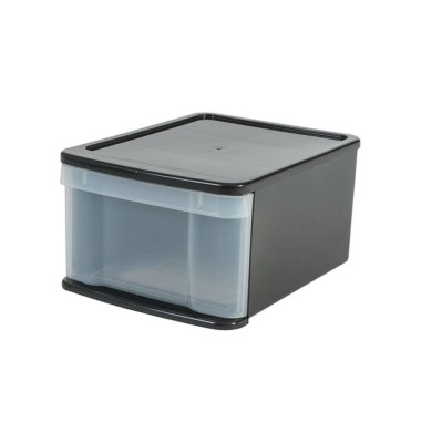 Aufbewahrungsbox 135106, 20 Liter mit Deckel, außen 410x320x215mm, Kunststoff schwarz