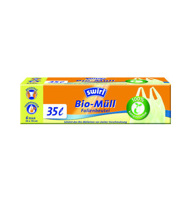 Müllbeutel 206940 Bio, hellgrün, 35 Liter, mit Griff, stark