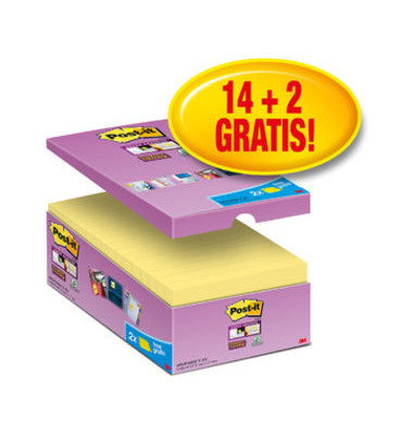 Haftnotizen 65516SYP, Super Sticky Notes Promotion, 76x127mm, gelb, rechteckig