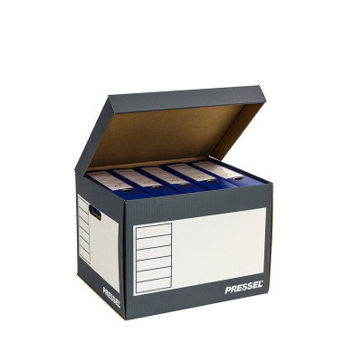 Archivcontainer Deckelbox 206116, A4, weiß/anthrazit, innen 39x33x29cm, Wellpappe