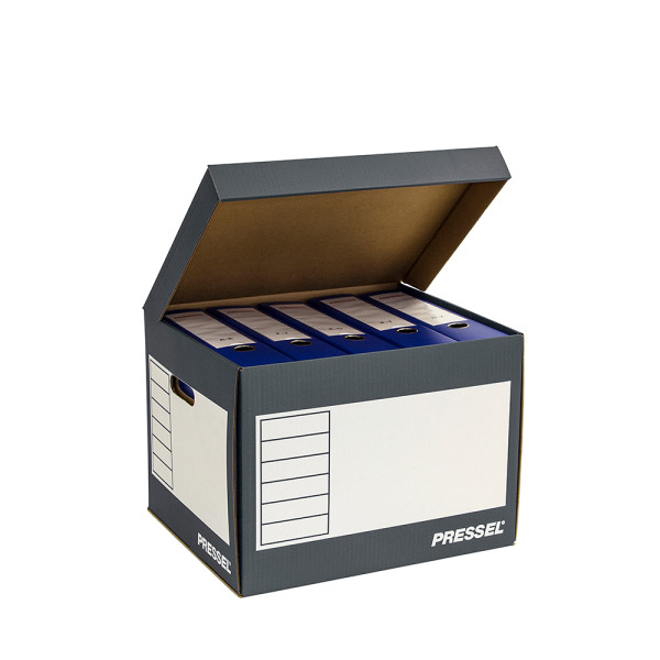 9008522054151 - Archivcontainer Deckelbox 206116 A4 weiß anthrazit innen 33x39x29cm (TxBxH) Wellpappe 9008522054151 10 Stück