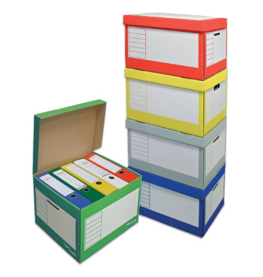 Archivcontainer Deckelbox Color Set 206199, 5-farbig sortiert, Wellpappe