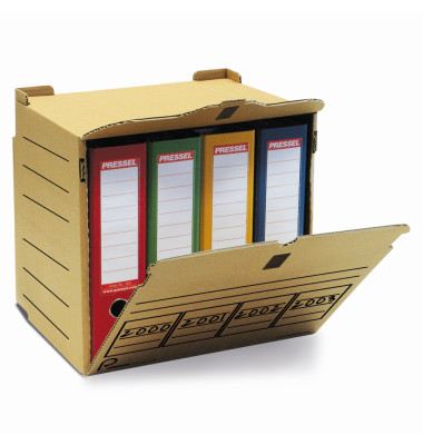 Archivbox, XL, für 4 Ordner, Klettverschl., A4, 36x31x34cm, natur